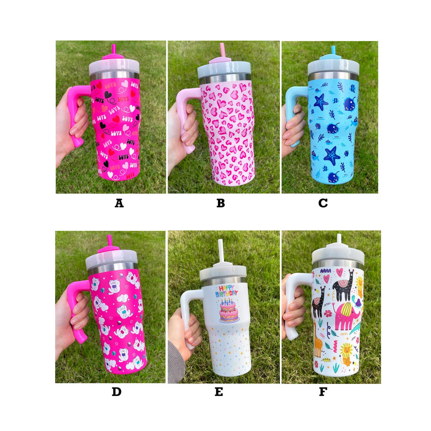 3D Cute Design Printed H2.0 20oz Kids Tumblers with Handle_ miki