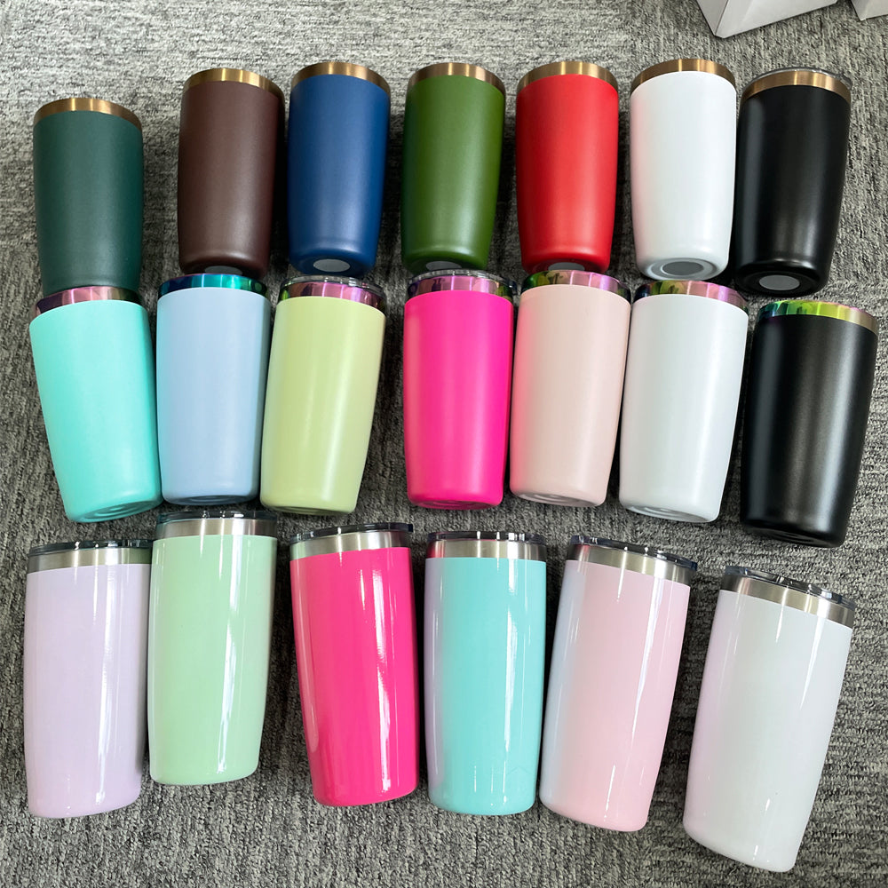 Powder Coated 10oz Rainbow Copper Plated Mugs with Magnetic Lid for Laser Engraving _ miki