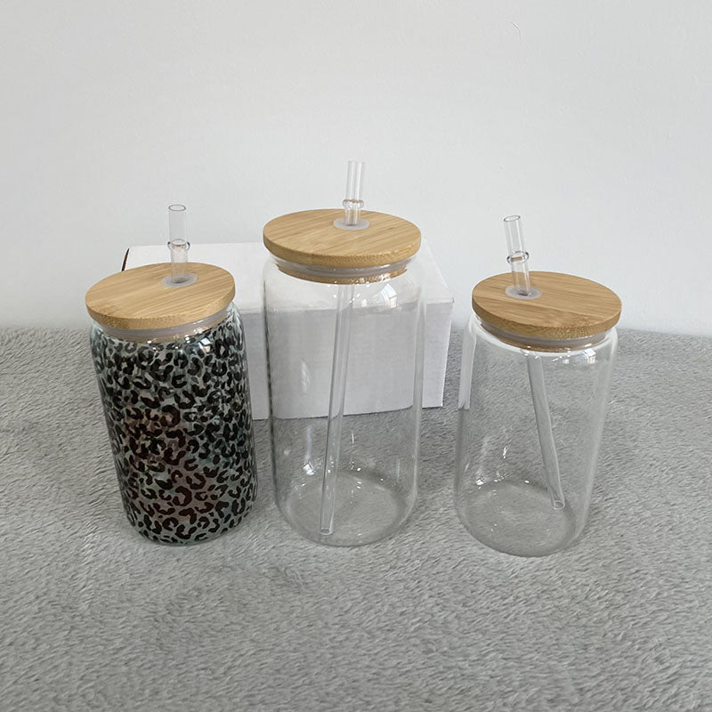 USA RTS 16oz clear & frosted blank sublimation beer glass can_miki