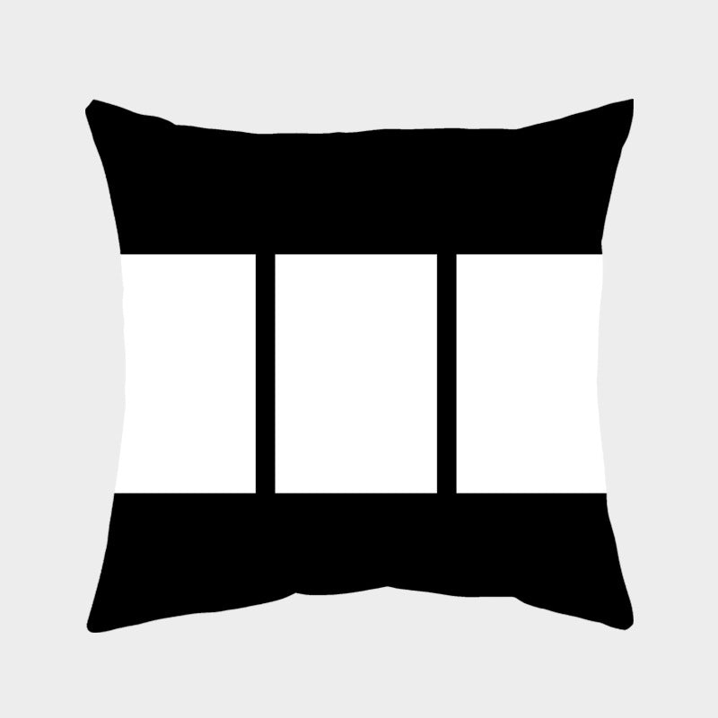 White Black Nine Panel Sublimation Pillow Cover_miki