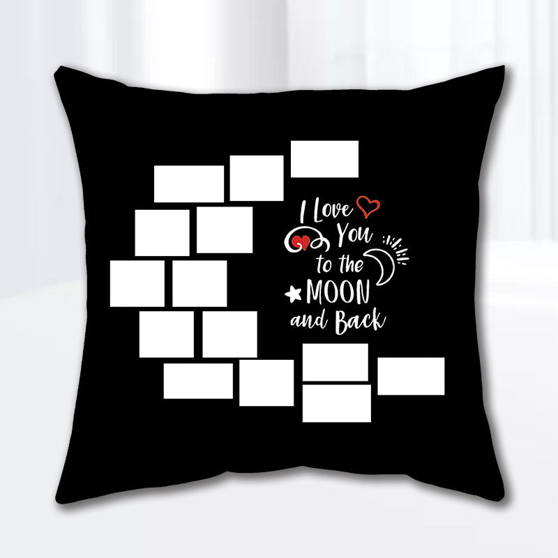 White Black Nine Panel Sublimation Pillow Cover_miki