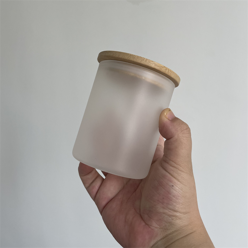 9oz blank sublimation clear frosted glass candle holder container_miki