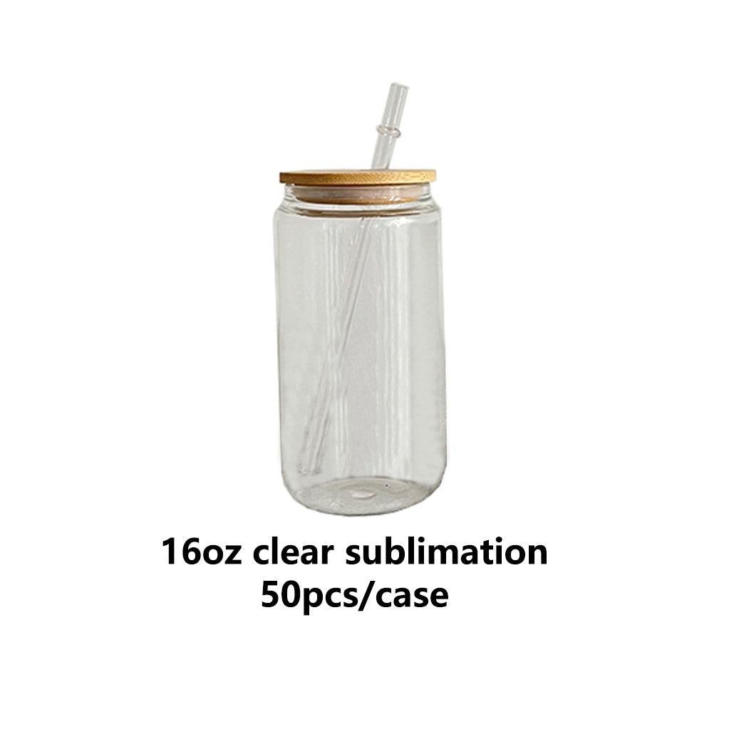 USA RTS 16oz clear & frosted blank sublimation beer glass can_miki