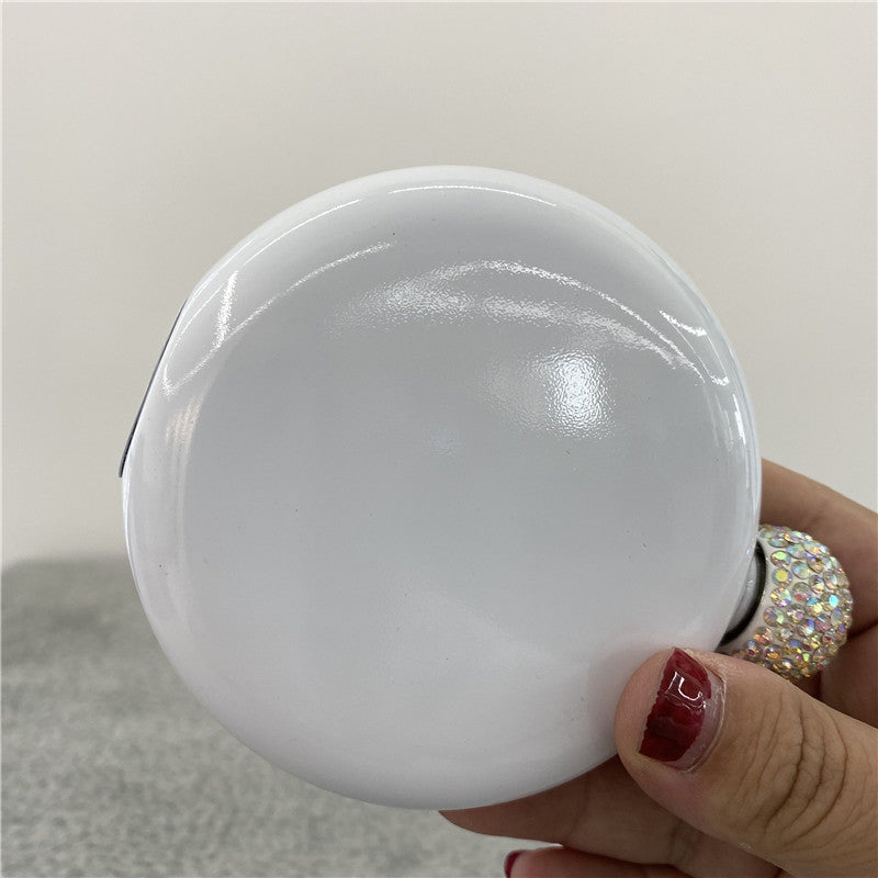 5oz blank sublimation circle round mini flask with rhinestone lid_miki