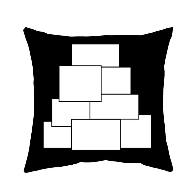 White Black Nine Panel Sublimation Pillow Cover_miki