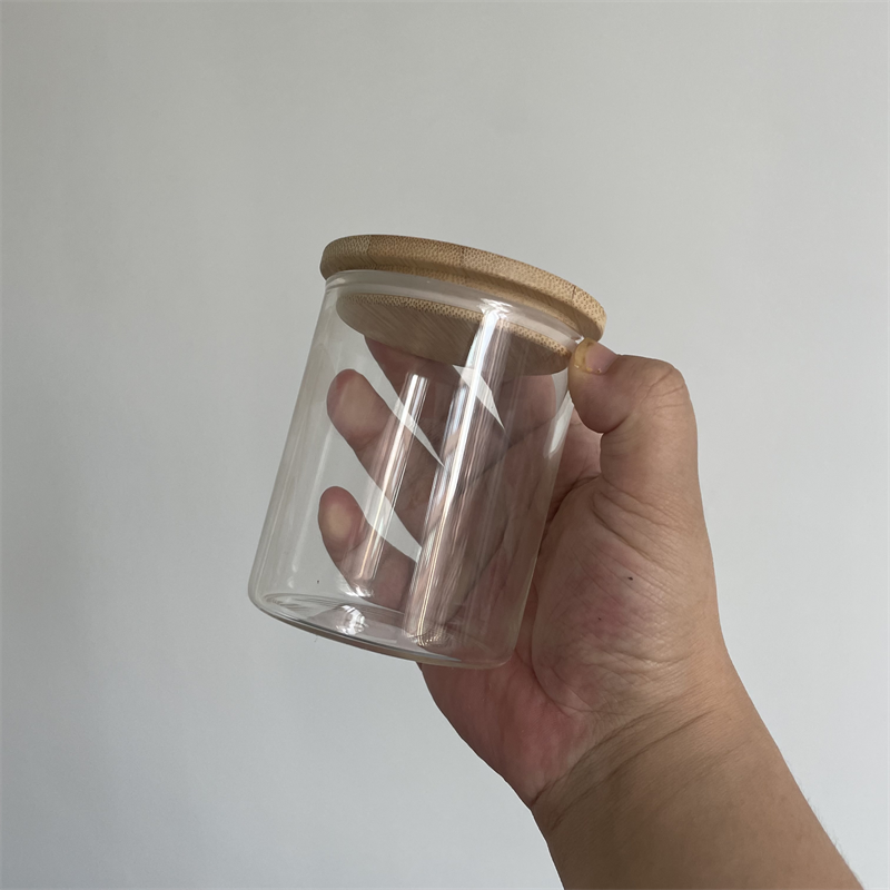 9oz blank sublimation clear frosted glass candle holder container_miki