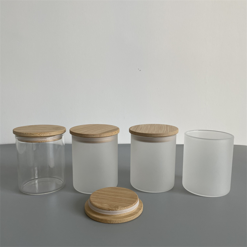 9oz blank sublimation clear frosted glass candle holder container_miki
