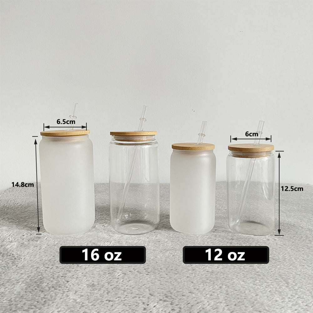 USA RTS 16oz clear & frosted blank sublimation beer glass can_miki