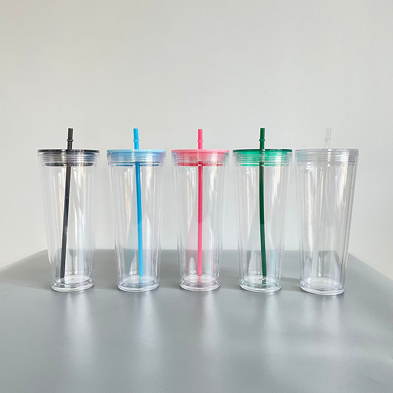 USA Presale_ 24oz Clear Pre-drilled Snow globe double walled acrylic tumbler with lid and straw _miki
