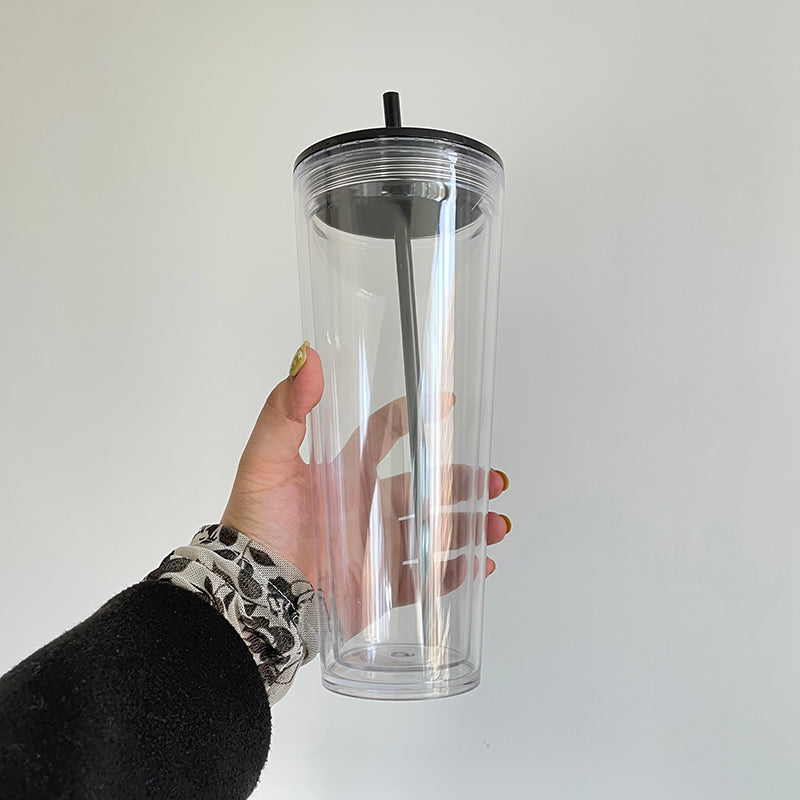 USA Presale_ 24oz Clear Pre-drilled Snow globe double walled acrylic tumbler with lid and straw _miki