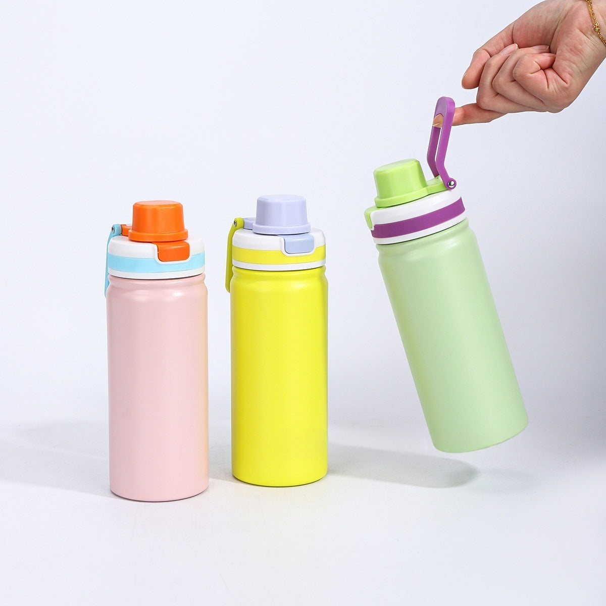 Powder Coated Sports Lid 12oz 17oz Water Bottles with Portable Drinking Spout Lid for Laser Engraving_ miki