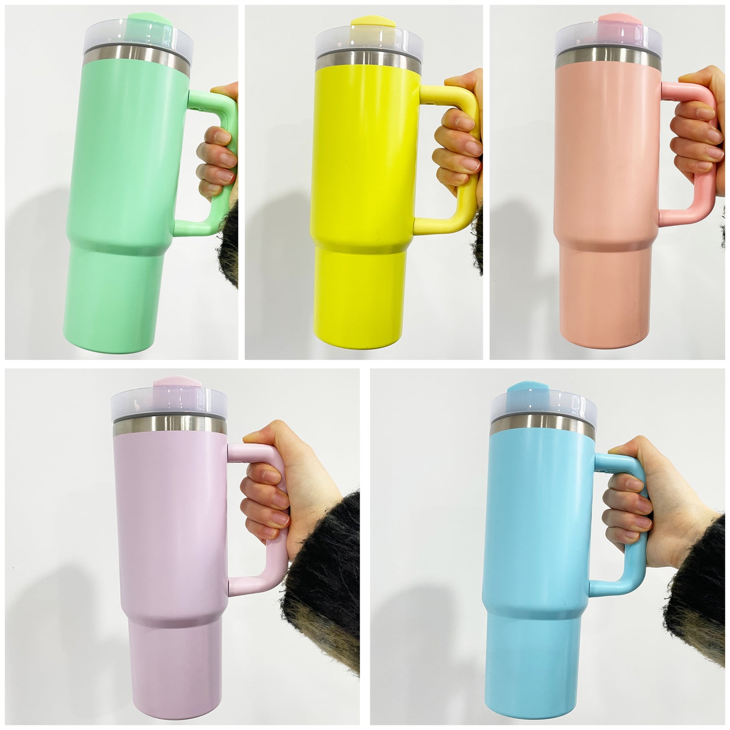 macaron colored H2.0 30oz quencher tumbler with removable handle for sublimation and laser engraving_Miki