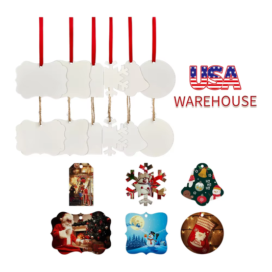 USA RTS_ Sublimation MDF Ornaments Mixed Shape for DIY Crafts Christmas Decorations with String_ Miki