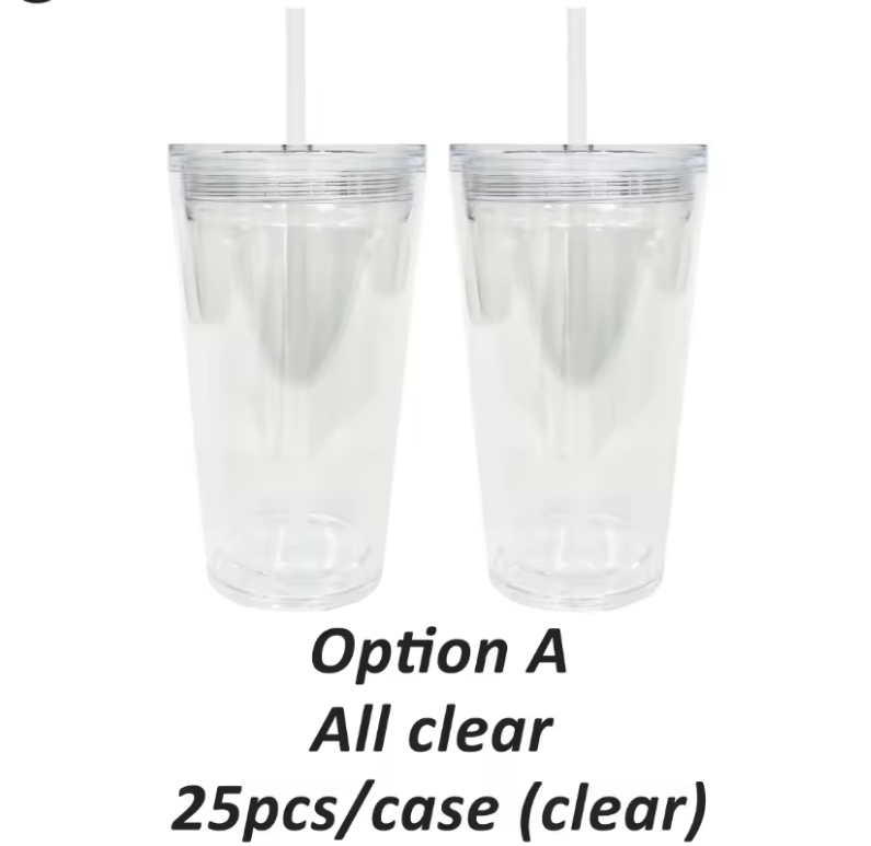 USA RTS_ 16oz Pre-drilled double walled plastic Snow globe cups with lid and straw _miki