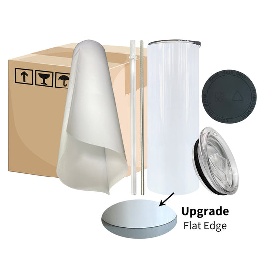 USA RTS_ Sublimation White Flat Edge 20oz Straight Tumbler With All Accessories_miki