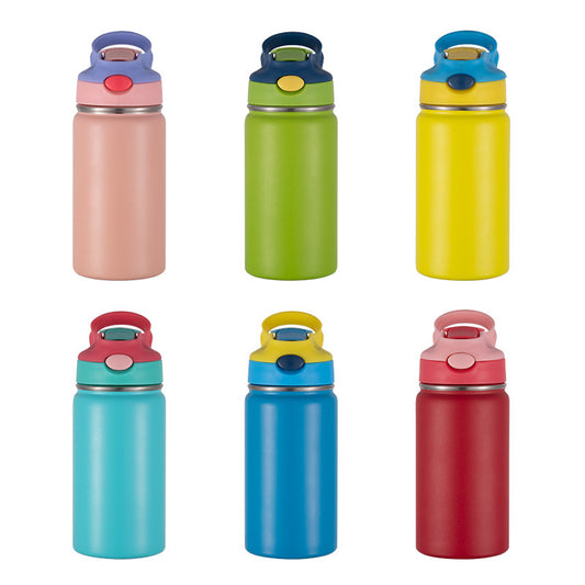 Powder Coated 12oz Kids Water Bottles with Flip Straw For Laser Engraving_ miki