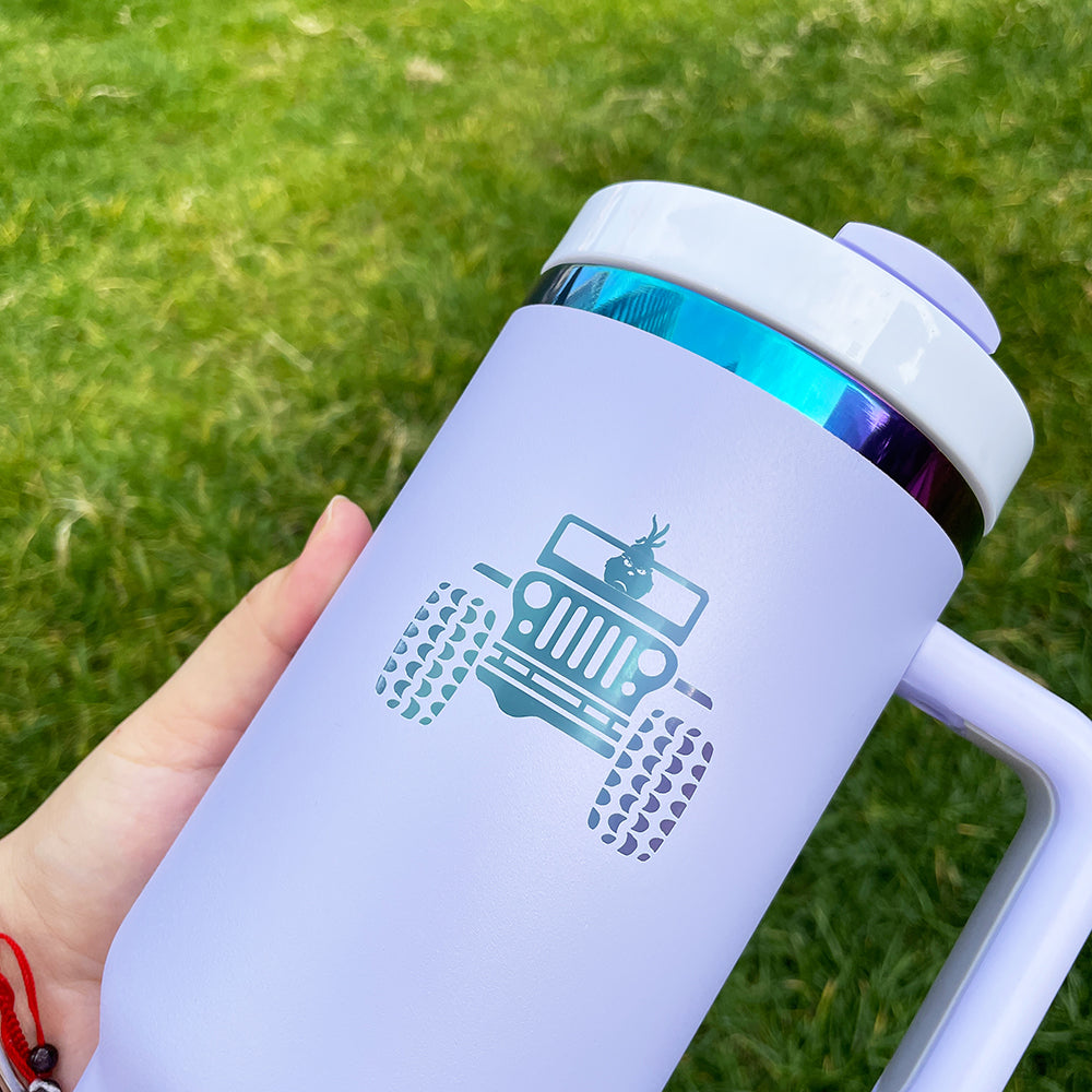 💕rainbow underneath H2.0 40oz macaron quencher tumblers with removable handle for laser engraving_miki