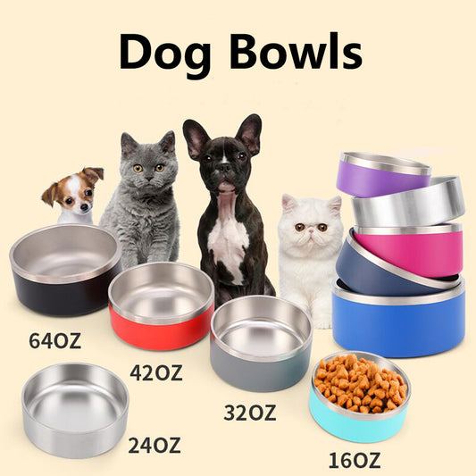 Powder coated stainless steel dog bowls with rubber bottom_miki