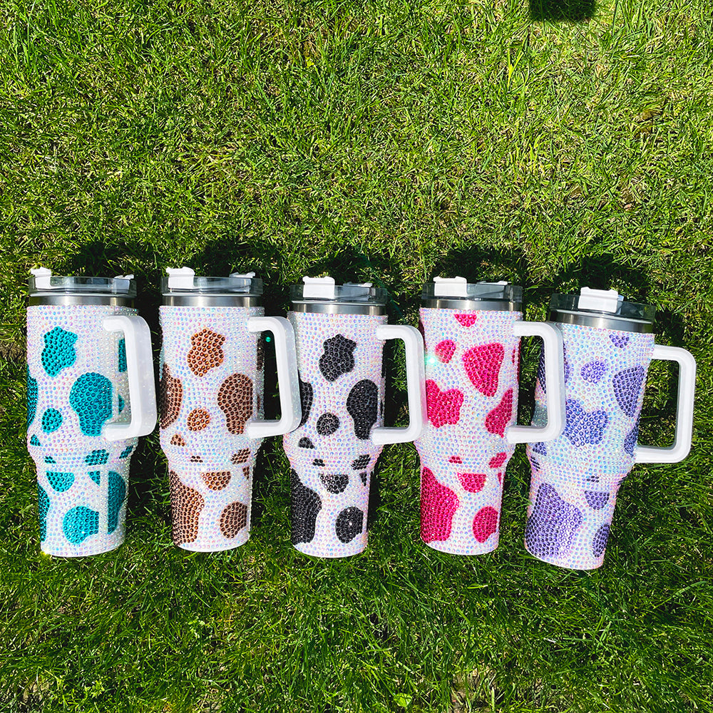 40oz rhinestone cow bling tumbler_miki
