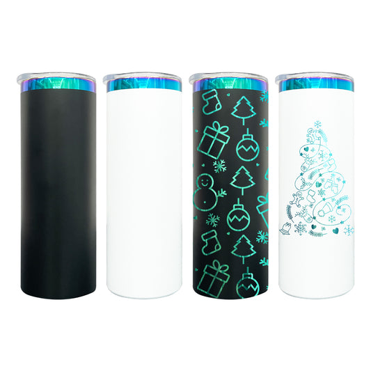 powder coated 20oz green plated straight tumblers with leak proof lid and colorful straws_miki