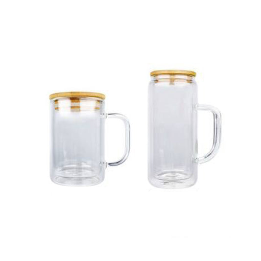 sublimation 15oz double wall snowglobe glass mug with handle_miki