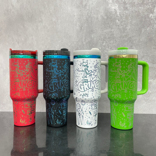 Christmas H2.0 40oz tumbler with plating Grinch laser engraving design_miki