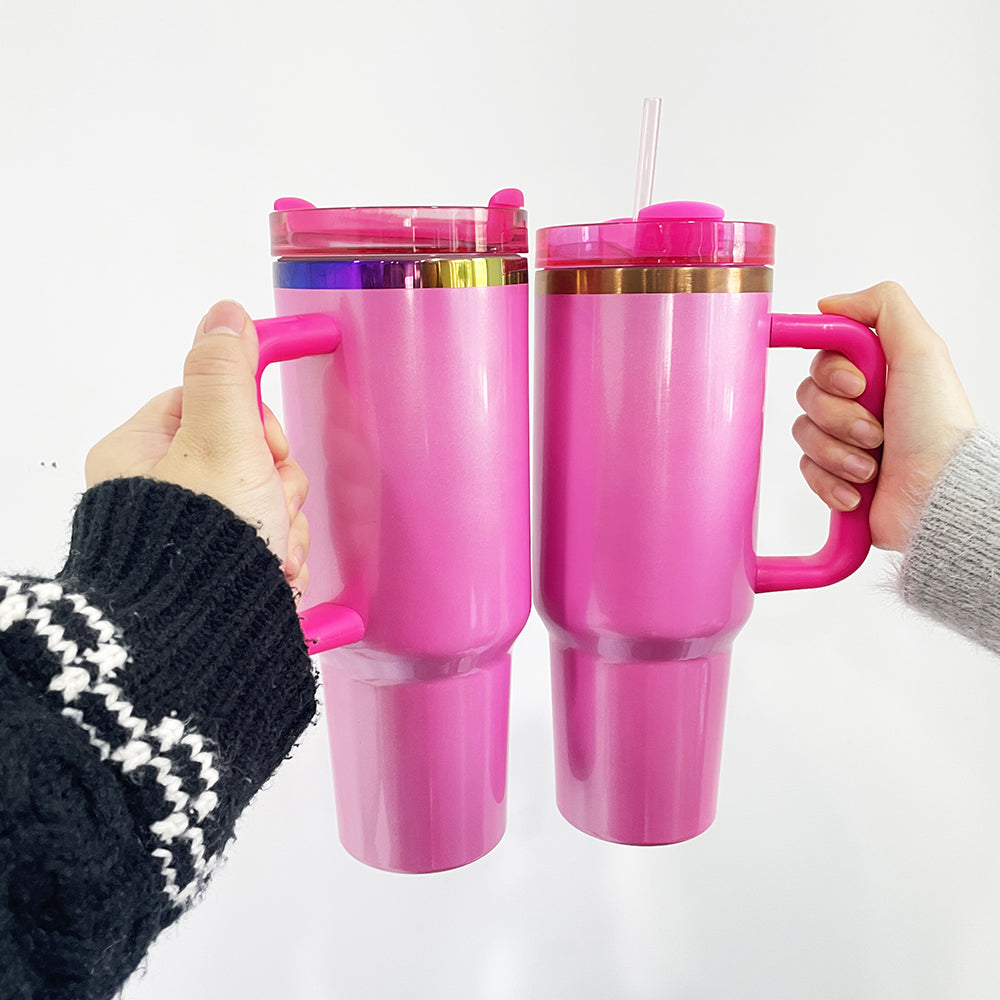 USA RTS_ H2.0 40oz winter pink glitter stainless steel tumbler for sublimation and laser engraving_miki