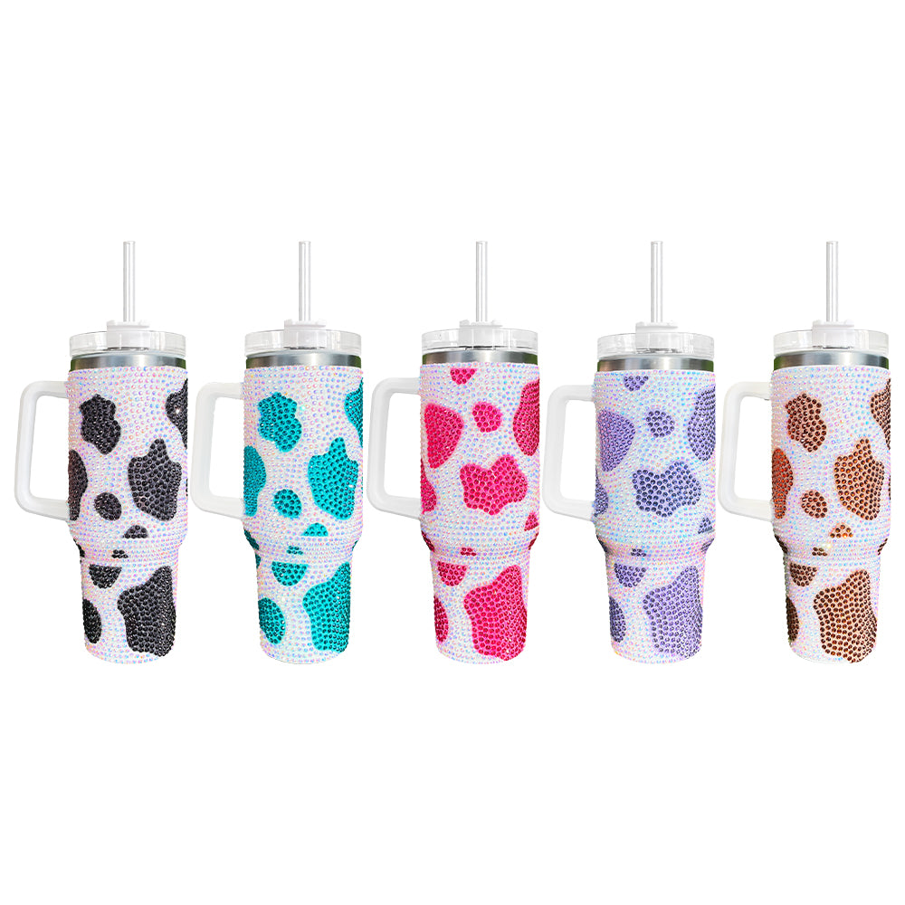 40oz rhinestone cow bling tumbler_miki