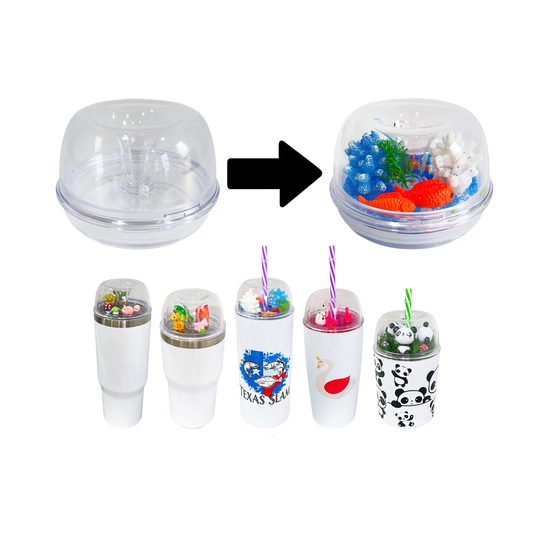 USA Presale_ Clear Hard Plastic Dome Lid with Straw Slot for DIY Tiny Decoration Fit 10oz Lowball 20oz 22oz 30oz Tumblers_ miki