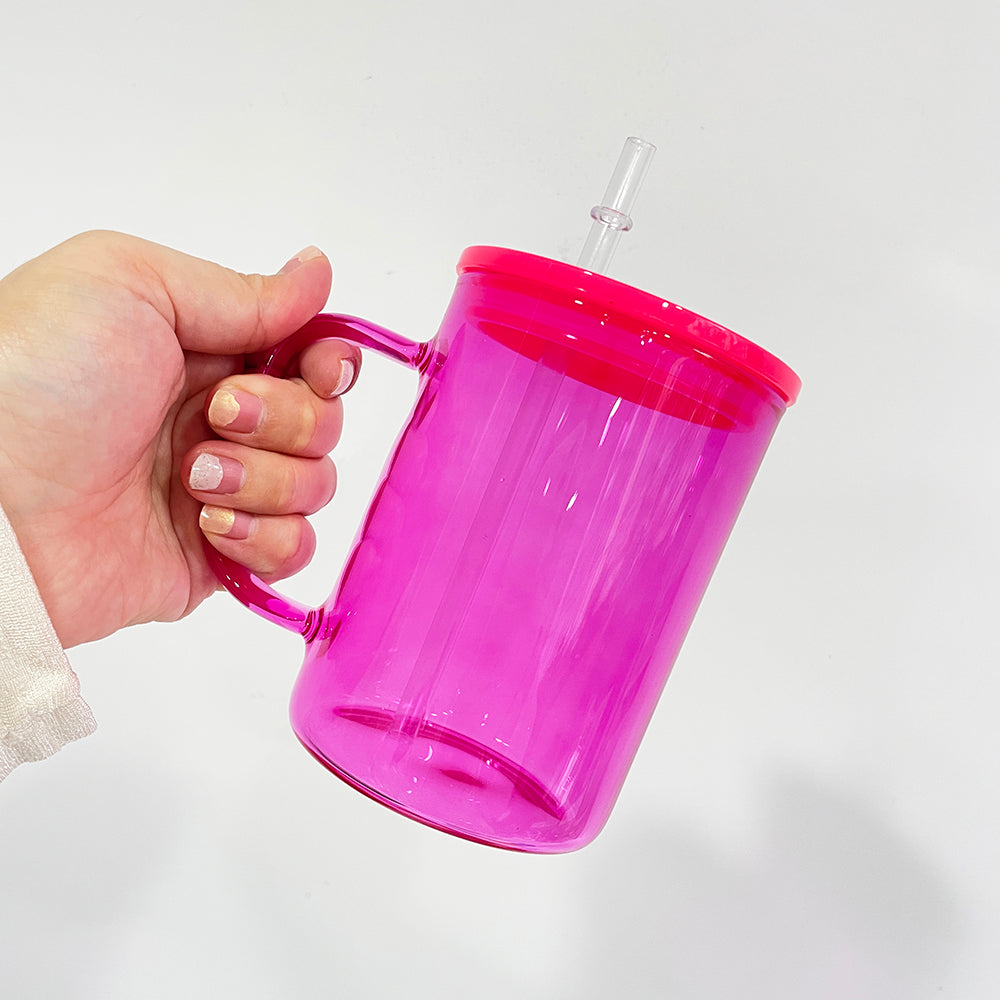 USA RTS_ Sublimation 17oz Jelly Glass Mugs with Handle and Colored Lid_ miki