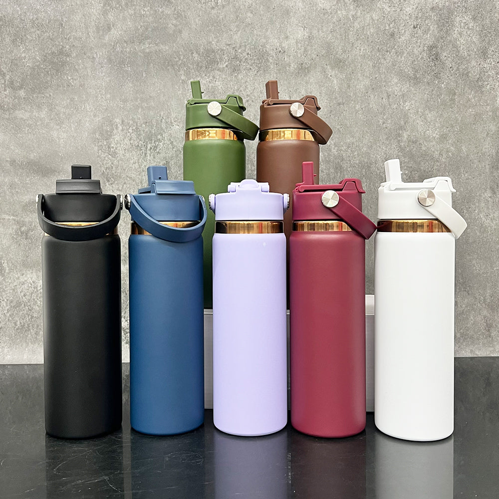 2-in-1 Flip Top Lid 20oz Copper Plated Stainless Steel Sports Water Bottles for Laser Engraving _miki