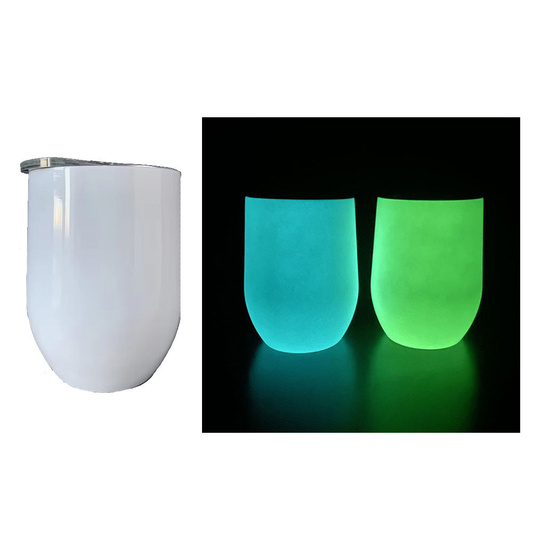Egg Shaped Blank White Sublimation 12oz Glow in the Dark Wine Tumbler Mug with Lid for DIY Heat Transfer_ miki