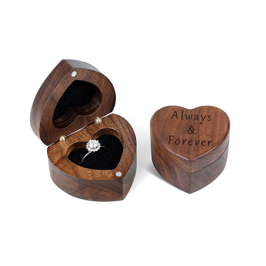 Blank Wooden Heart Shape Ring Gift Box with Single Slot for Wedding, Ceremony_ miki
