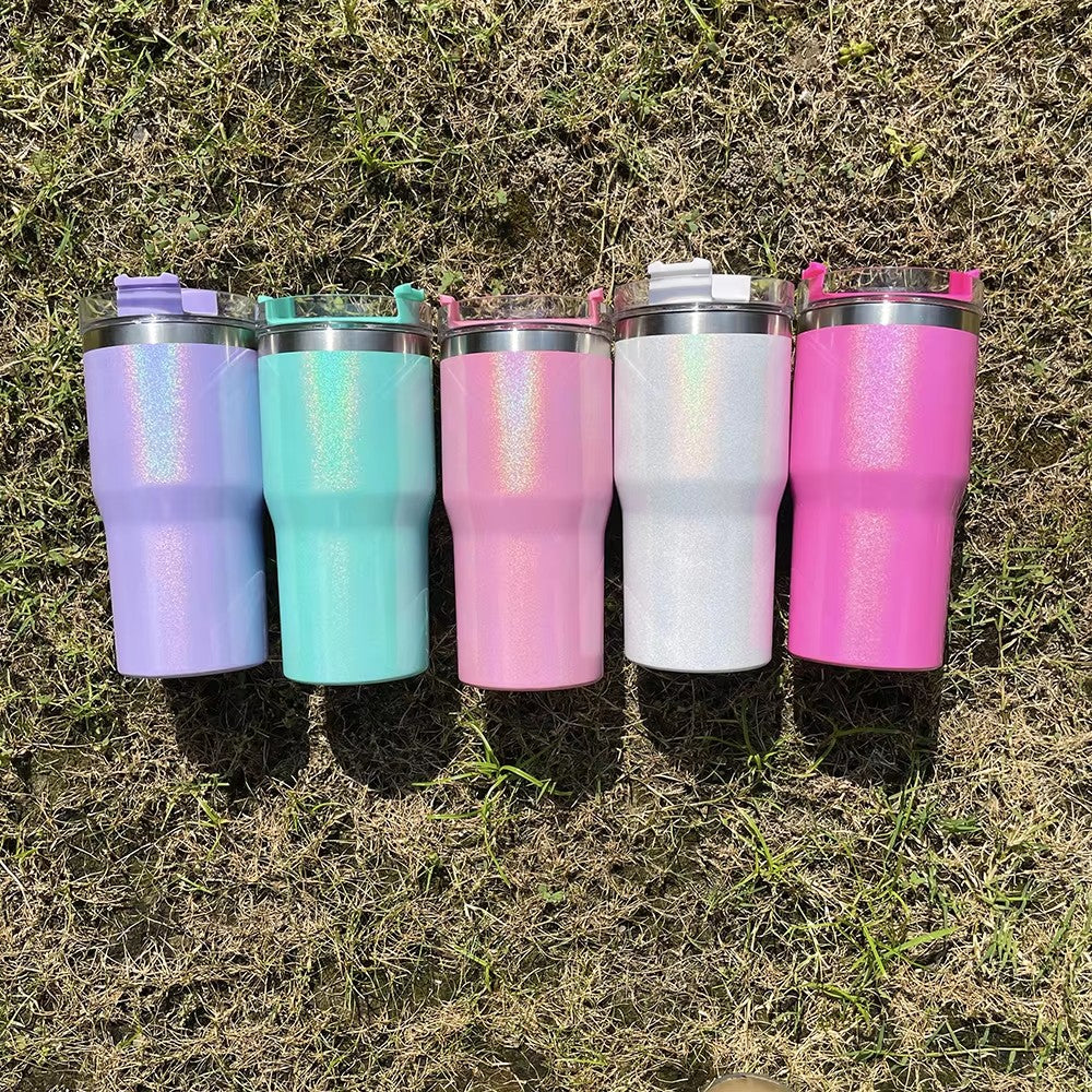 USA RTS_ Shimmer sublimation Double Walled Stainless Steel 20oz Kids Tumbler with Lid and Straw_ miki