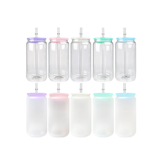 16oz sublimation frosted/clear can with colored PP lids_miki