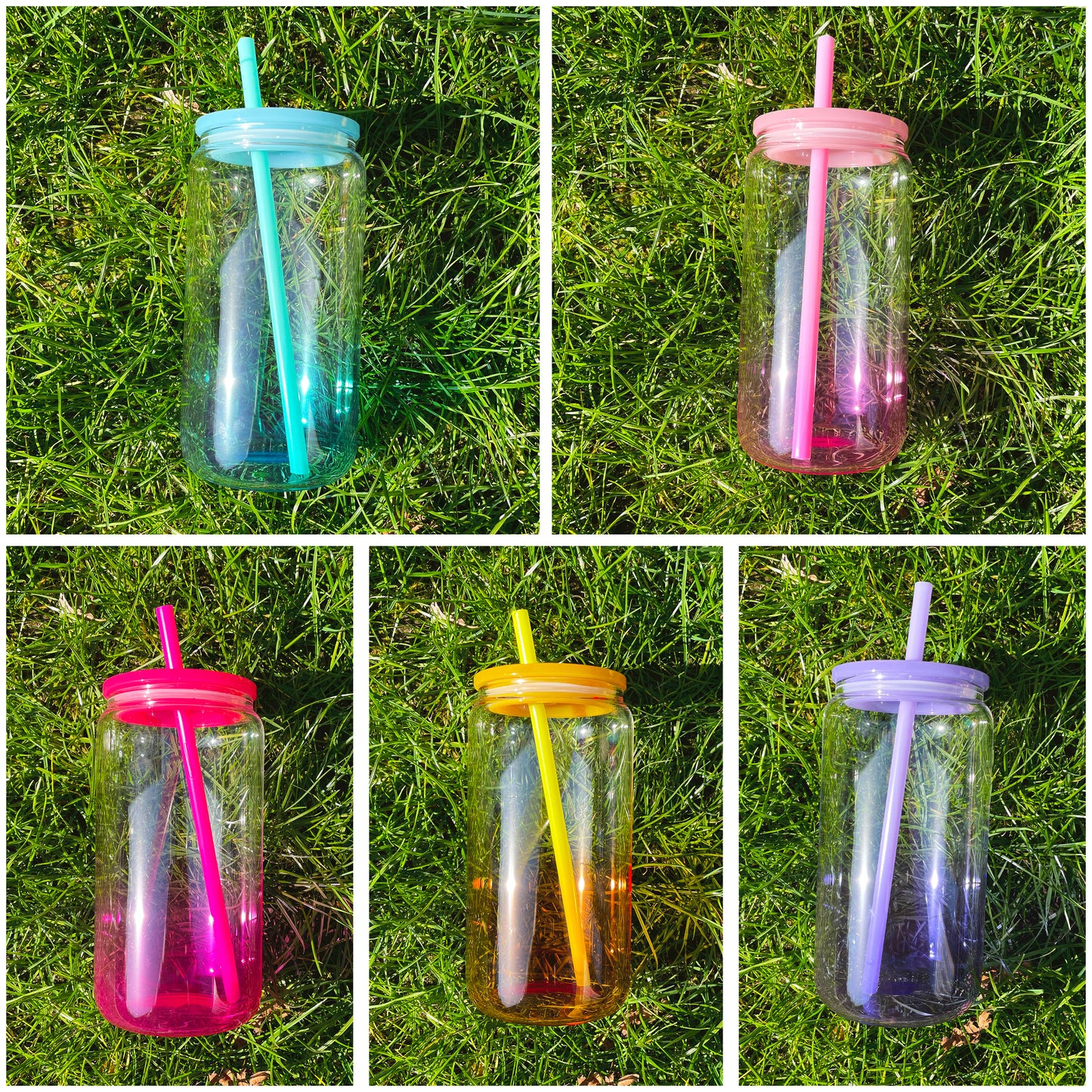 USA RTS_ 16oz Ombré Jelly Glass Cans with Colored Lid and Straw for Sublimation and UV DTF_ miki