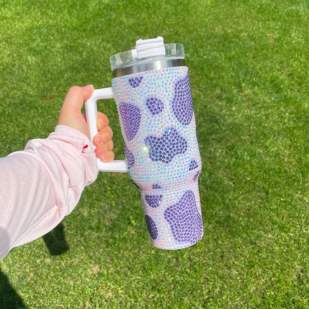 40oz rhinestone cow bling tumbler_miki