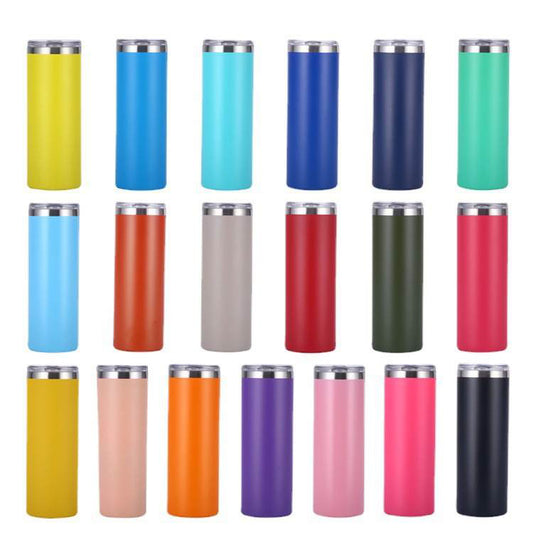powder coated 20oz straight skinny tumbler with lid and straw regular color for engraving_miki