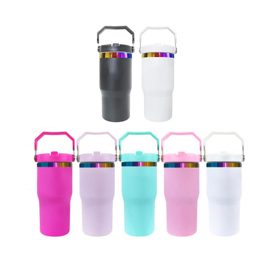 USA RTS_ Rainbow Underneath 20oz Powder Coated Flip Straw Water Bottle For Laser Engraved_miki