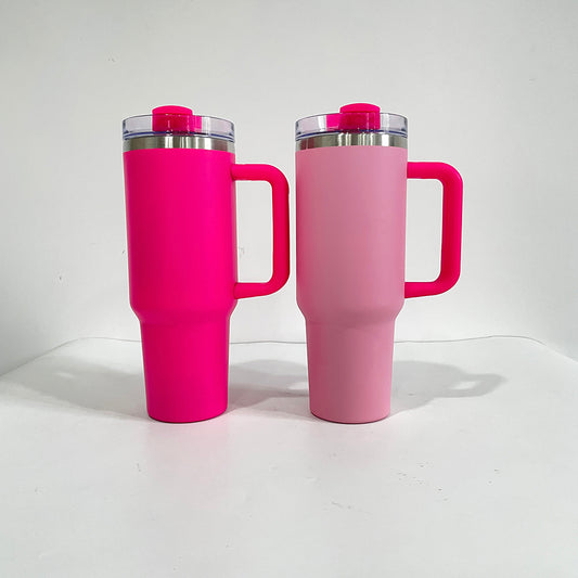 Powder Coated Flamingo Color 40oz Pink and Hot Pink Tumblers for Laser Engraved_ miki