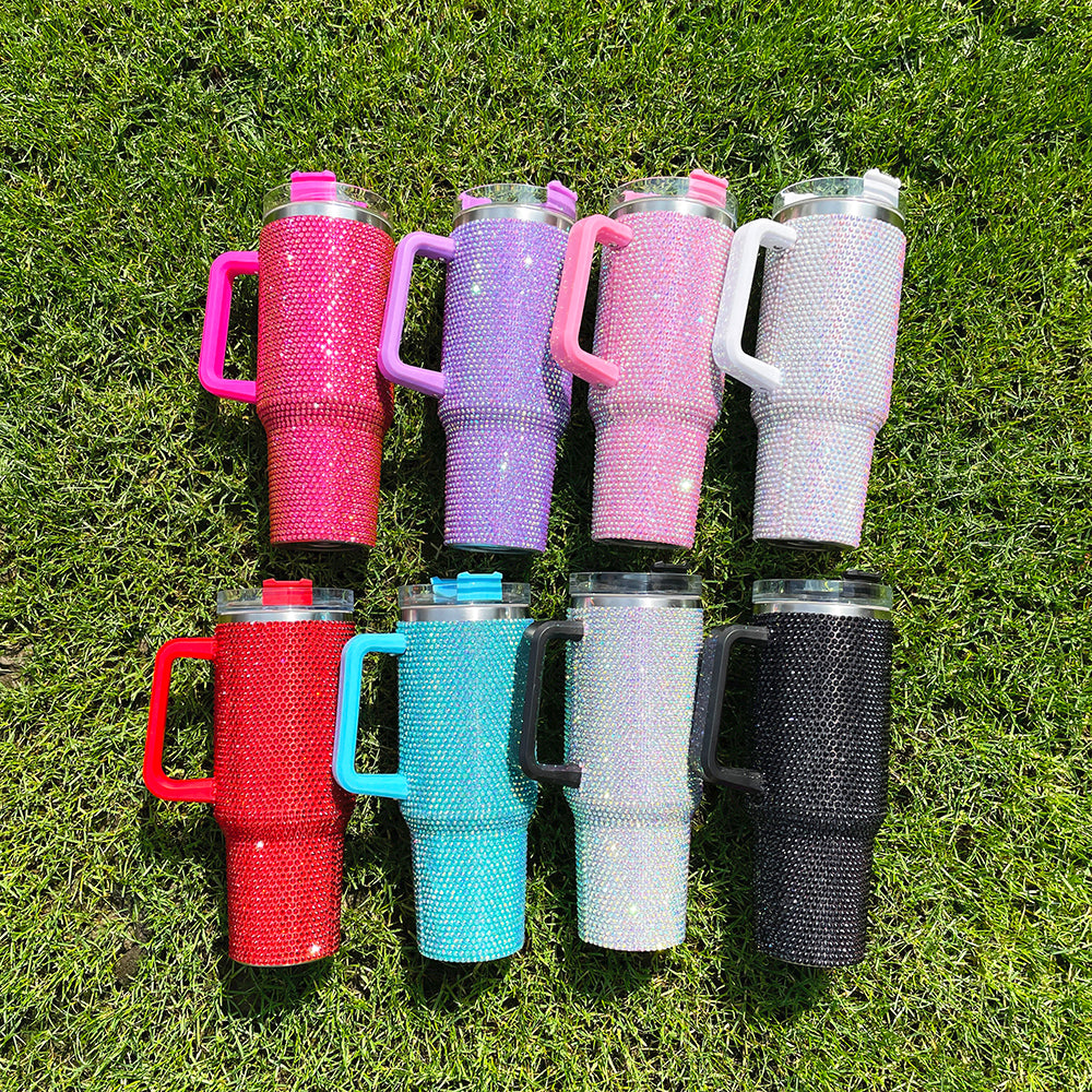 USA RTS_ 40oz solid rhinestone bling tumbler_miki