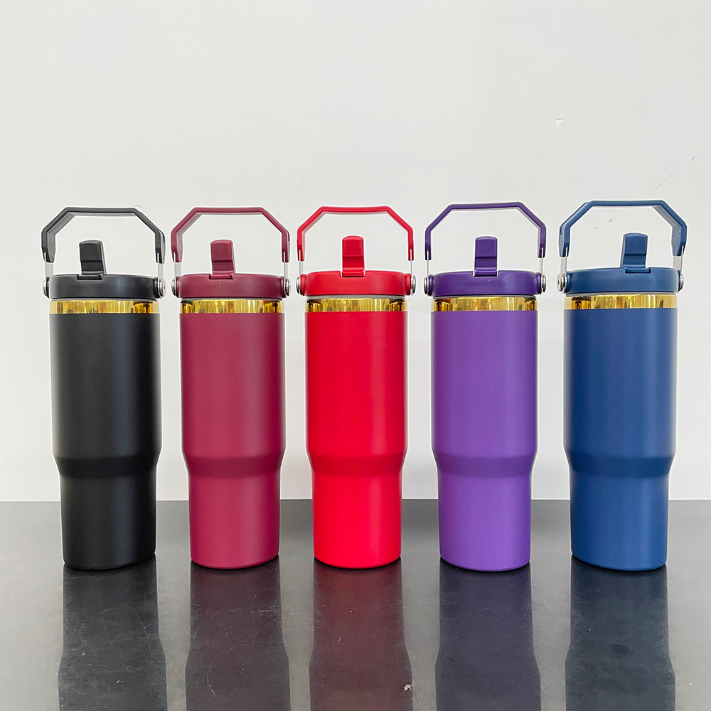 Mirror Gold Plated 30oz Flip Straw Water Bottles For Laser Engraving_miki