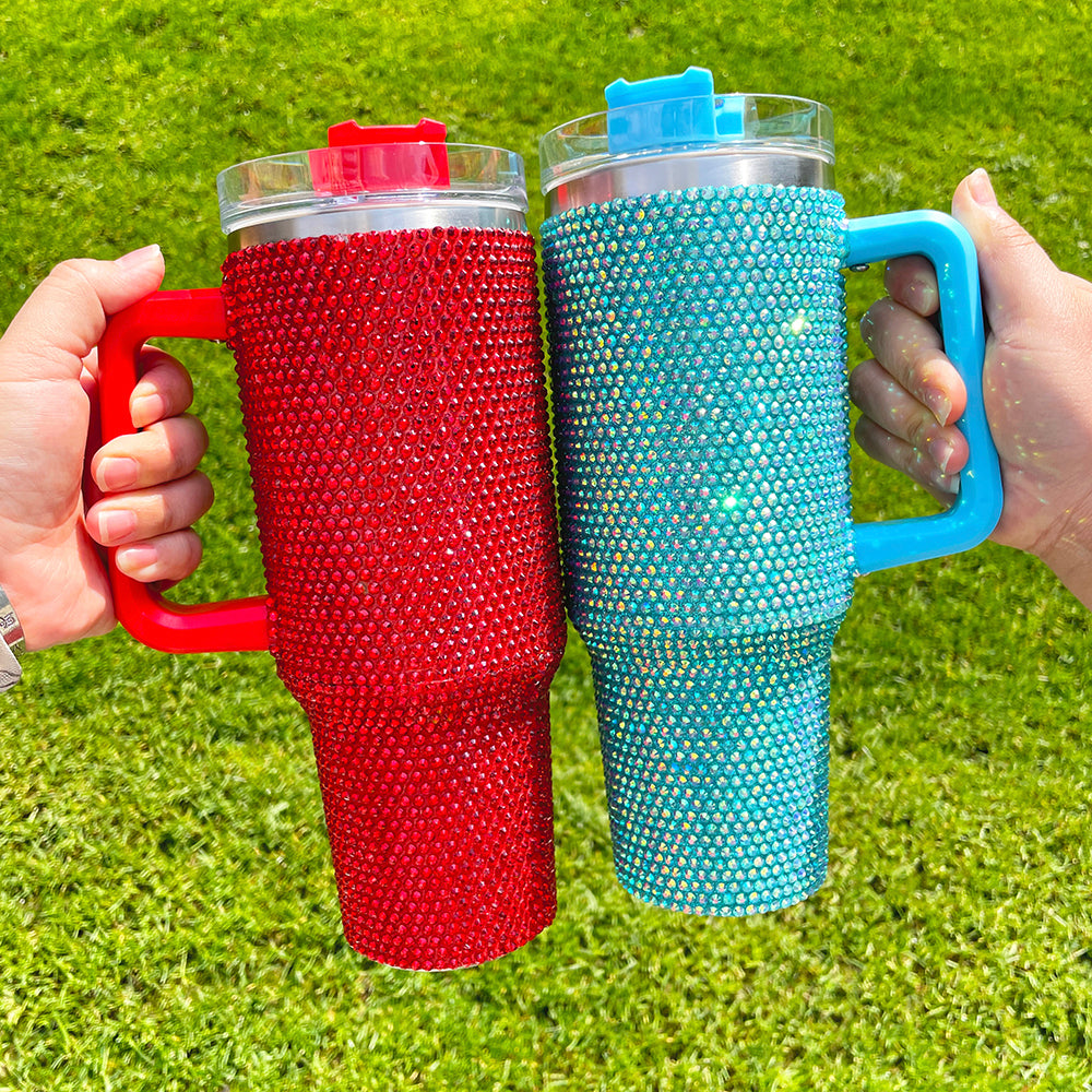 USA RTS_ 40oz solid rhinestone bling tumbler_miki