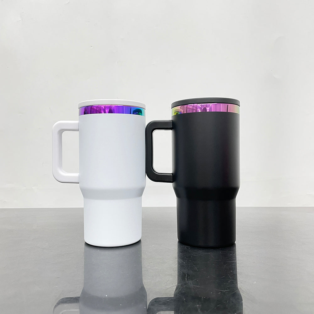USA RTS_ Rainbow plated kids 20oz tumblers with leak-proof lid and removable handle for laser engraving_miki
