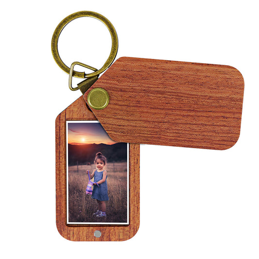 Blank Square Wood Photo Frame Keychains For Laser Engraving_miki