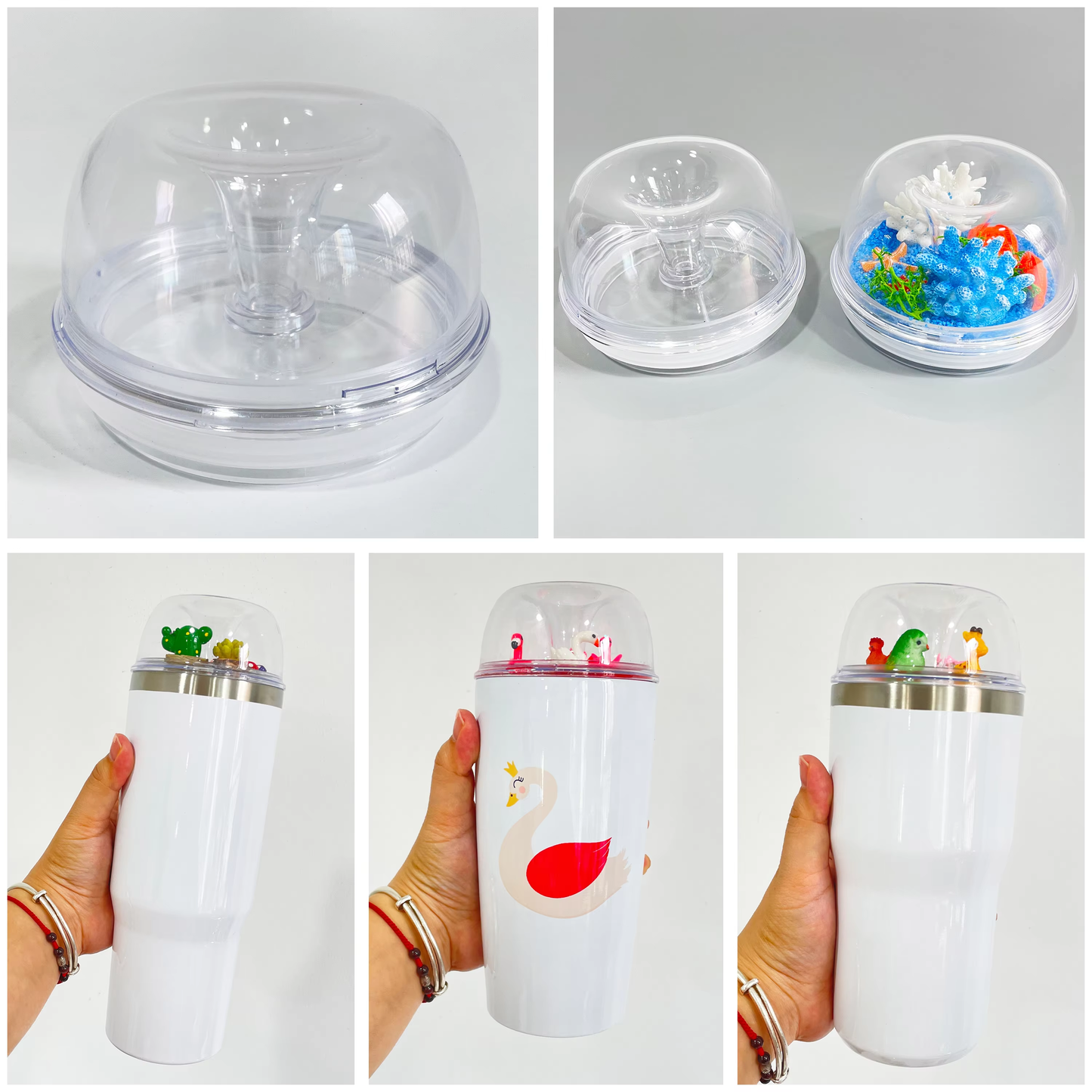 USA Presale_ Clear Hard Plastic Dome Lid with Straw Slot for DIY Tiny Decoration Fit 10oz Lowball 20oz 22oz 30oz Tumblers_ miki