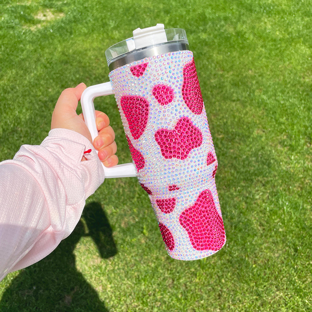 40oz rhinestone cow bling tumbler_miki