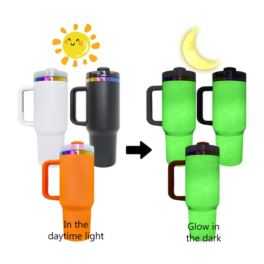 🎃Halloween glow in dark rainbow plated H2.0 40 quencher tumblers with lid and straw for laser engraving/sublimation_miki