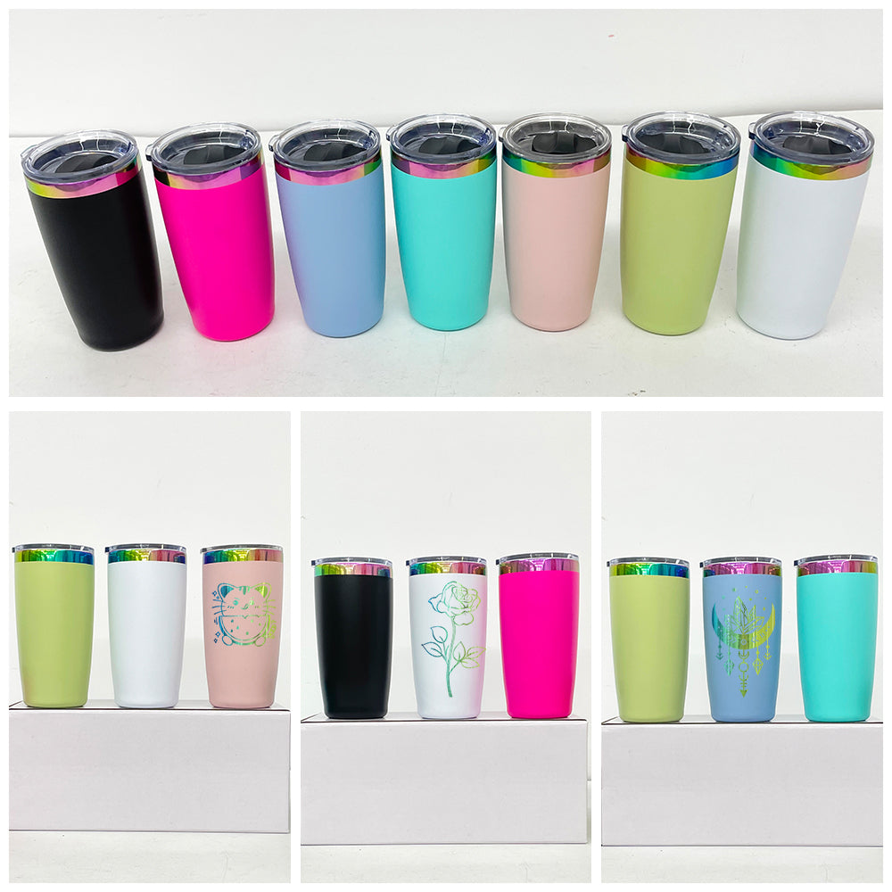 Powder Coated 10oz Rainbow Copper Plated Mugs with Magnetic Lid for Laser Engraving _ miki