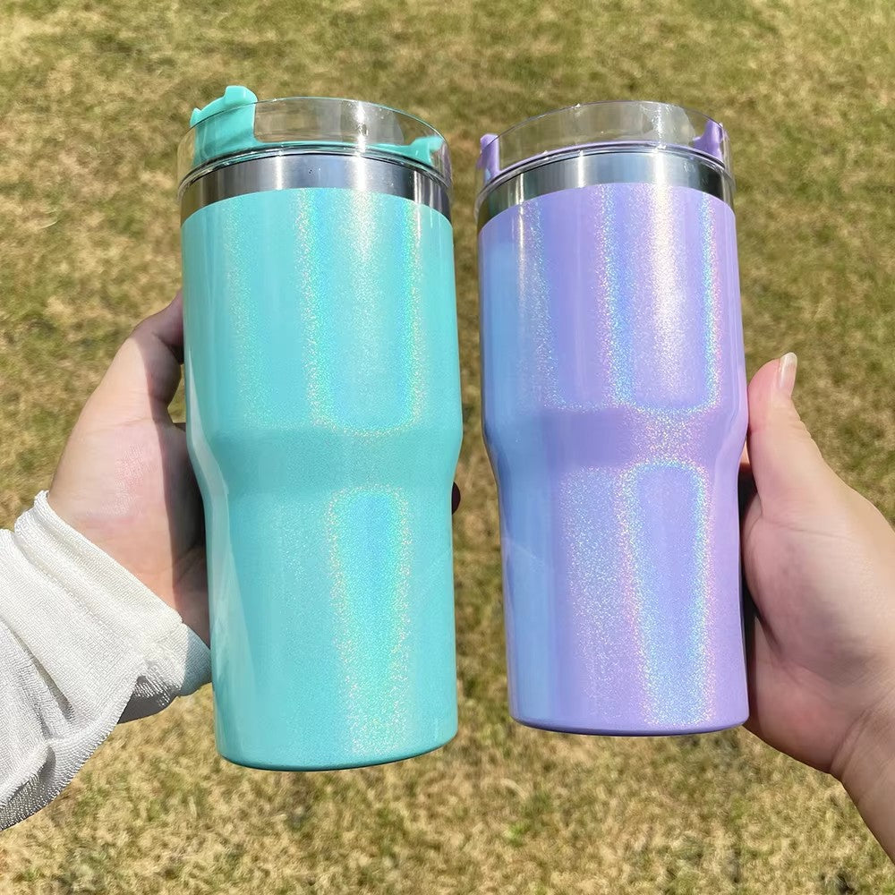 USA RTS_ Shimmer sublimation Double Walled Stainless Steel 20oz Kids Tumbler with Lid and Straw_ miki
